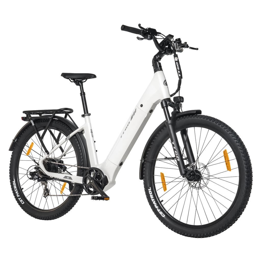 TTGO Z3: 48V15Ah charges overnight. 250W motor eco-friendly. 27.5" tires smooth. Tow seat for family