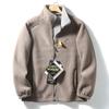 Men's Heavyweight Double-Sided Fleece Windproof Stand Collar Jacket for Winter