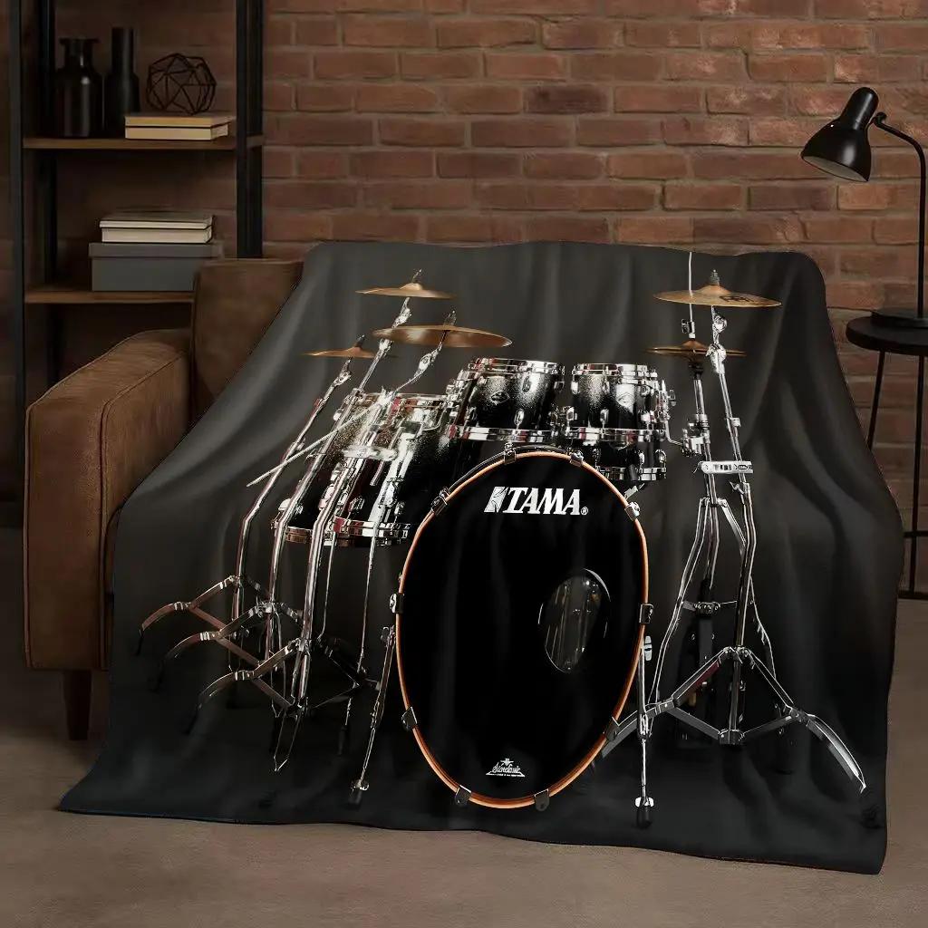 

26 Style TAMA Drum Kit Drum Set Music Instruments Flannel Blanket,Ultra Soft Plush Throw for Home Bedroom Bed Sofa Cover Kids 75x90cm