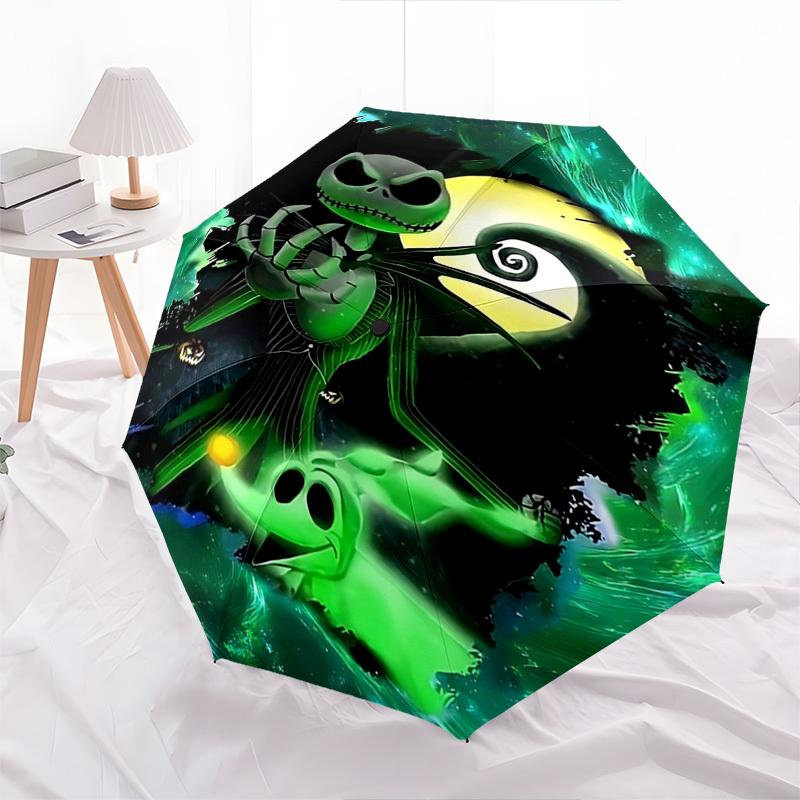 Albtraum vor Weihnachten, Jack Skellington Motiv, Automatisches Öffnen und Schließen, Helles 8-Speichen, Tragbarer Schirm, Geeignet für Männer