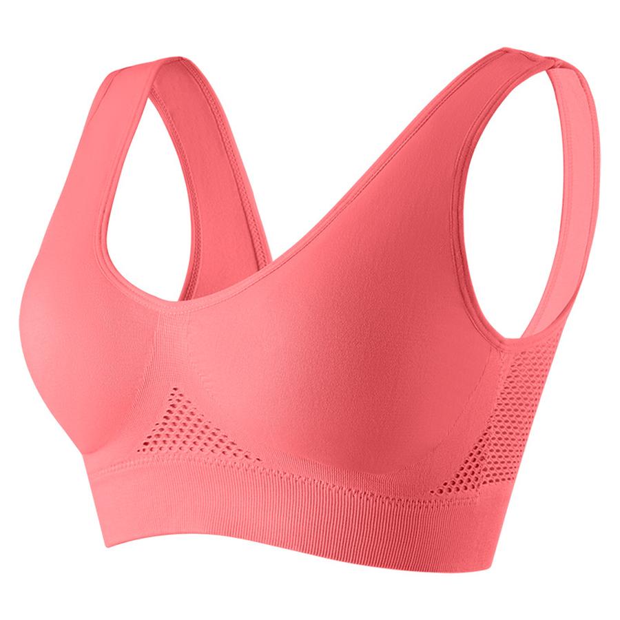 5 Pcs Plus Size Wire-Free Back-Supported Sports Bra for Running and Fitness - Breathable Mesh Cutout