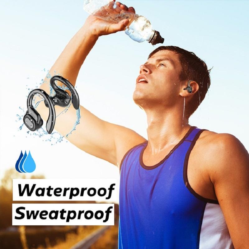 TWS Bluetooth-Kopfhörer mit Mikrofonen, Sport-Ohrbügel, LED-Anzeige, kabellose Kopfhörer, HiFi-Stereo-Ohrhörer, wasserdichte Headsets