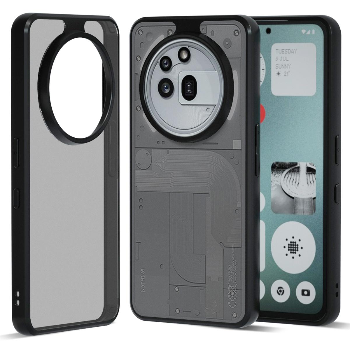 

IBMRS For Nothing Phone (3a) Pro Case Soft TPU Frame Hard PC Back Anti-Fall Phone Cover Matte Black