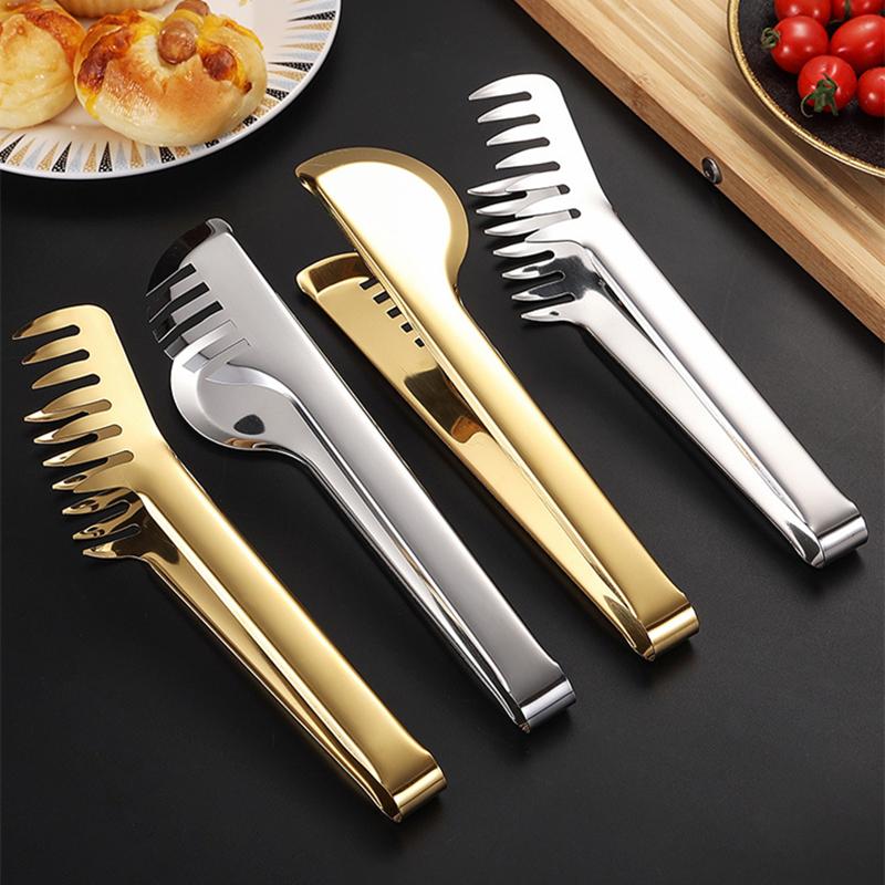 Kitchen Food Tongs Stainless Steel Color Comb Type Meal Clip Non Stick Cookware Salad Beef Buffet Clamp Home Accessories