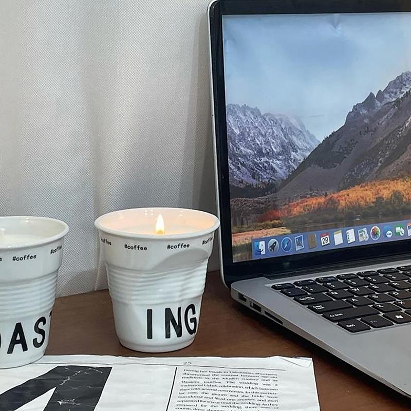 Tazas y Tazas Estilo Coreano Taza de Café Cerámica Blanca Taza Nórdica con Arrugas Vaso para Beber Café Letra Inglesa
