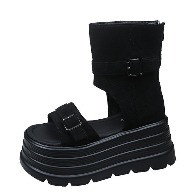 

8 см Летние сандалии на танкетке, кроссовки, новые женские босоножки с открытым носком, на высокой платформе, повседневные ботильоны, дышащие тапочки для ходьбы 34