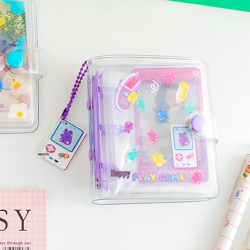 Korean PVC Cartoon Binder: 3-Ring Photo Album & Sticker Storage for DIY Journals & Card Collection