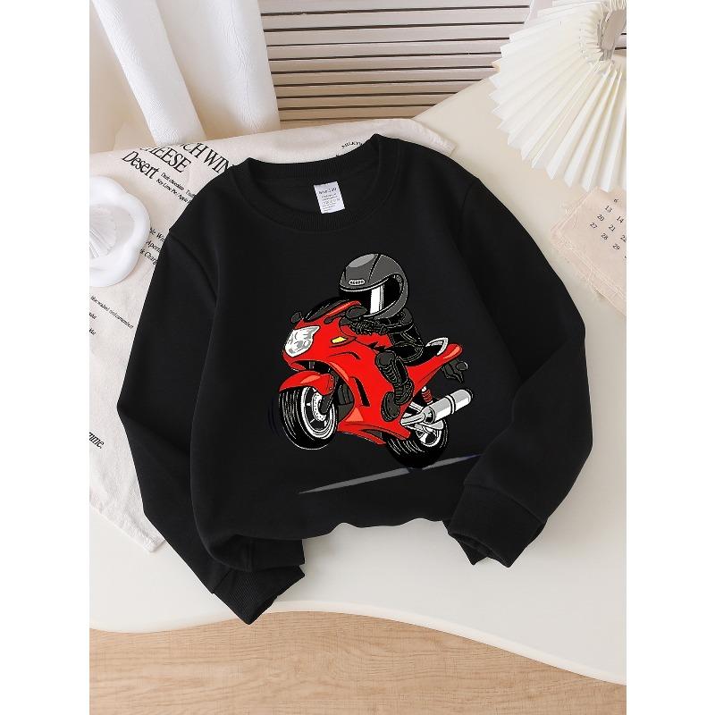 Kids Sweatshirt,Fashion Sweatshirt, Featuring a Racing Motorcycle Rider Design, Perfect for Autumn And Winter