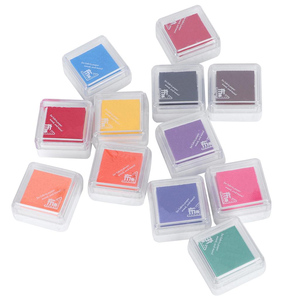 12Pcs Craft Ink Pad Stamp Single Metallic 11 Colors DIY Paper Wood Cloth Printing Pad