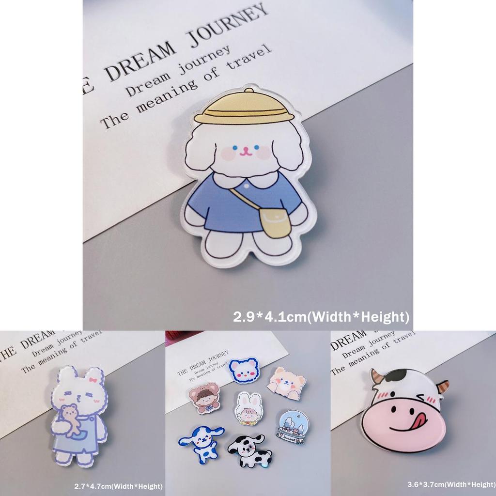 Trendy Kawaii Cartoon Brooches Featuring Dog Rabbit Cow For Stylish Accessories