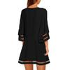 Round Neck Chiffon Dress, Mesh Cutout Bell Half Sleeve Loose Swing Sundress, Sheer Mesh Hem Patchwork Elegant Daily Party Vacation Ladies Short Dress