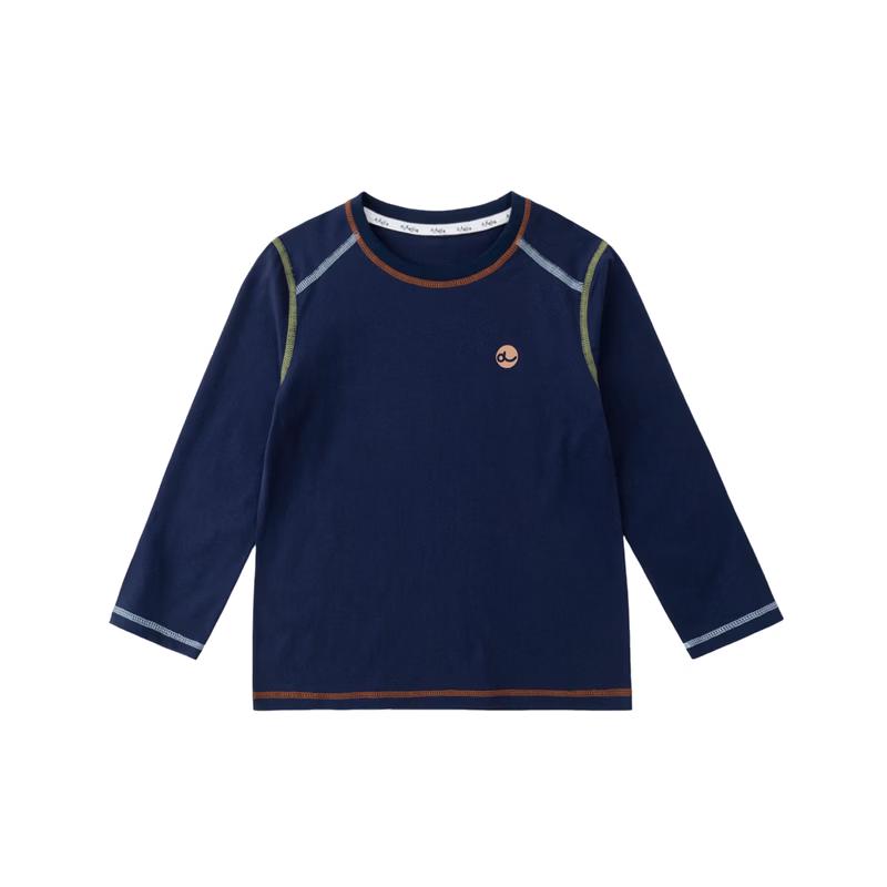 Children's 100% Cotton Long-Sleeve Crew Neck Basic Tee