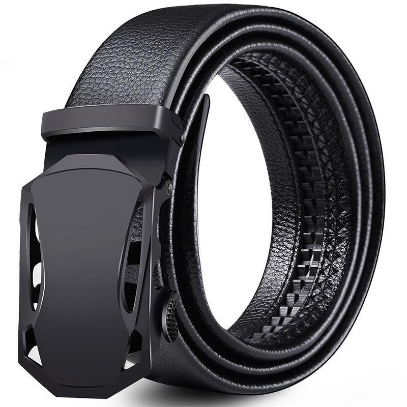 Men's Belt Genuine Leather Business Automatic Buckle Two-layer Cowhide Trendy Young Men's Trousers Belt
