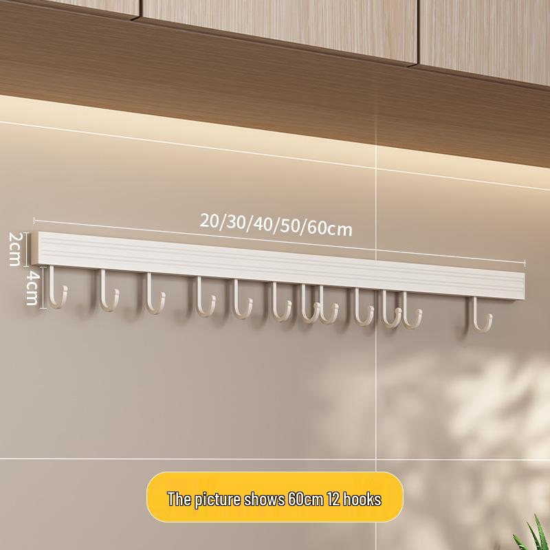Witte Keuken Wandhaakrek Zonder Boren – Ruimtebesparende Aluminium Ophangstangen voor Lepels & Spatels