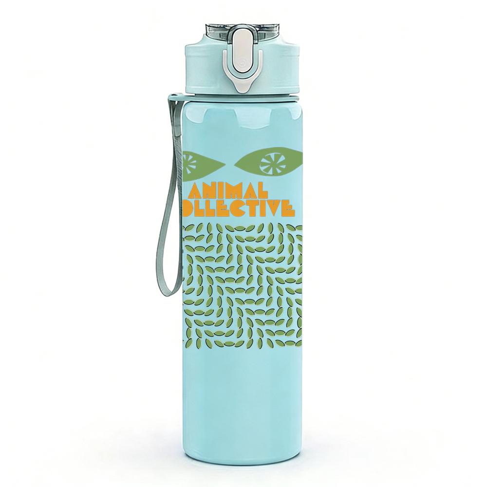 1PC Green Leaf Minimalist Square Art Print 750ml Portable Sports Water Bottle Leakproof Gym Outdoor Travel Drink Cup
