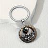 Metal Alloy Keychain Pendant with Alien Meditating Design Durable Round Key Ring Accessory for Keys Bags and Collectibles