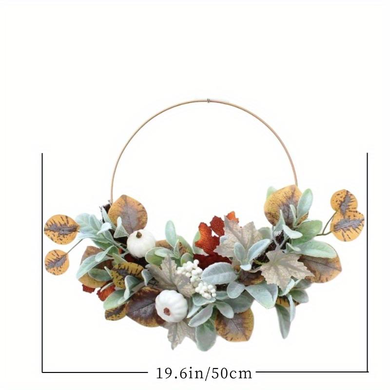 

1Pc Thanksgiving Pumpkin Vine Ring Harvest Festival Artificial Flower Wall Hanging, Fake Flowers