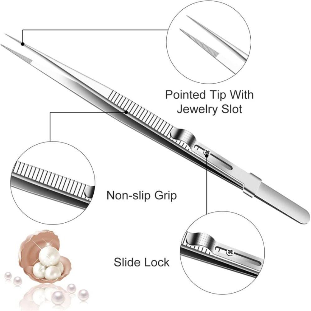 Lock Adjustable Slide Lock Tweezers Stainless Steel Tweezers Jewelry  Tweezers Clamping Tool