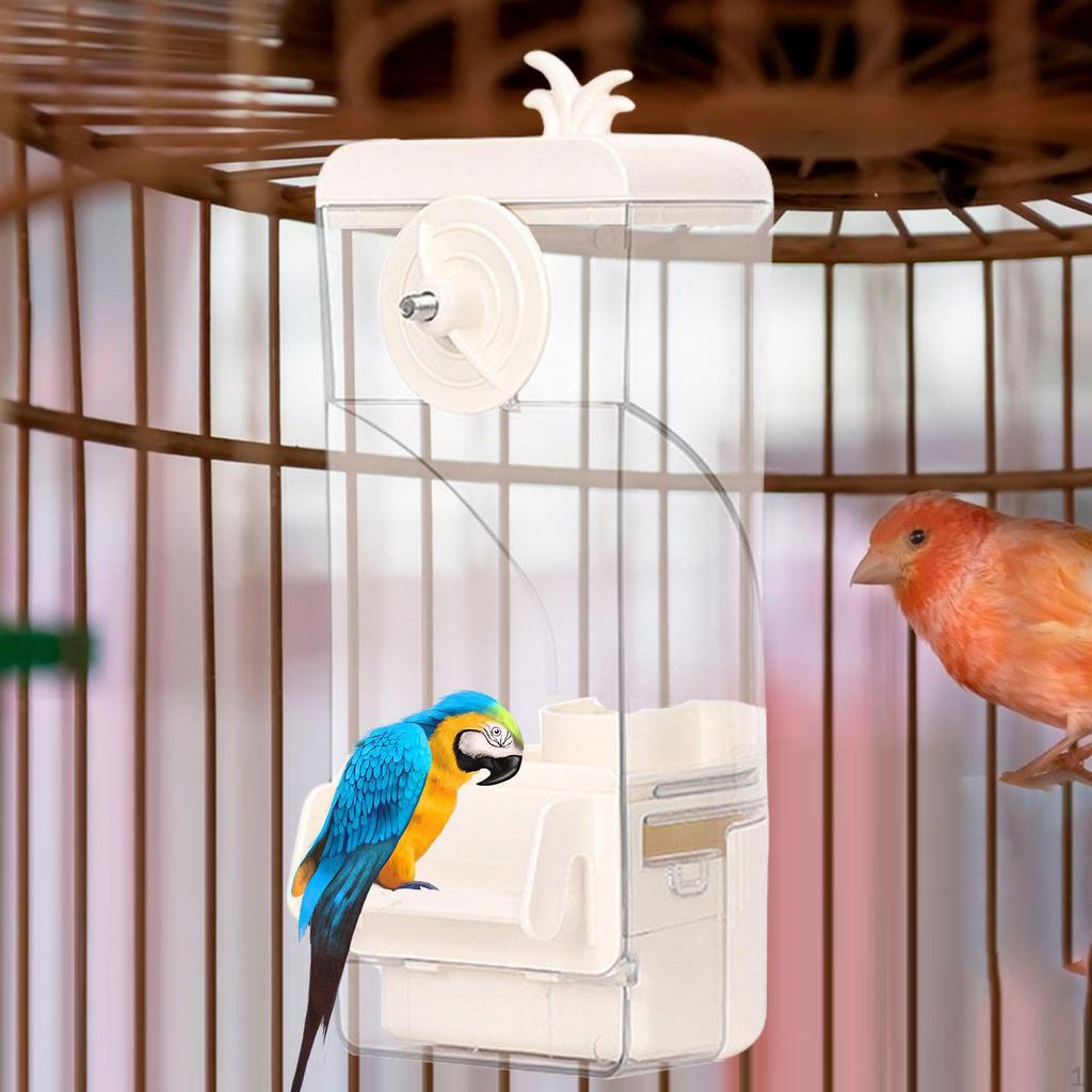 Bird Cage Feeder ,Automatic ,Clear Leakproof Parrot Food Container for Finch Canary Budgies