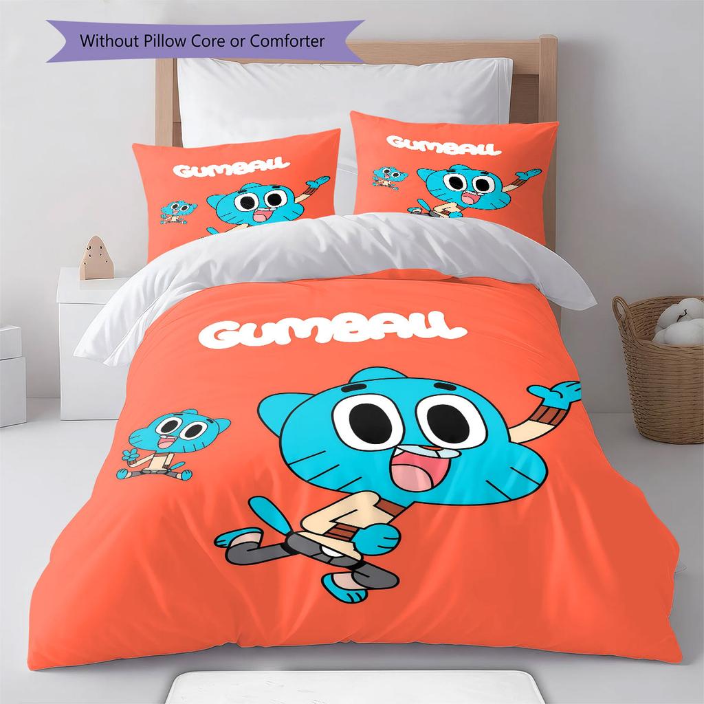 Biancheria da letto con motivo Gumball Decorazione per la casa Regalo di compleanno ( 1 copripiumino + 2 federe, senza imbottitura),merchandising per fan.