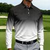Men's Long Sleeve Casual Printed Sport Shirt with Turn-Down Collar and Single Breasted Front