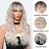 ALAN EATON Ombre Blonde Curly Wigs with Bangs Long Wave Synthetic Full Wig Cute Party Cosplay Wig High Temperature Fake Hair