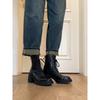 High-Heeled Thick-Soled Versatile Temperament Martin Boots Women'S Waterproof Table Lace-Up Side Zipper Elastic Short Boots