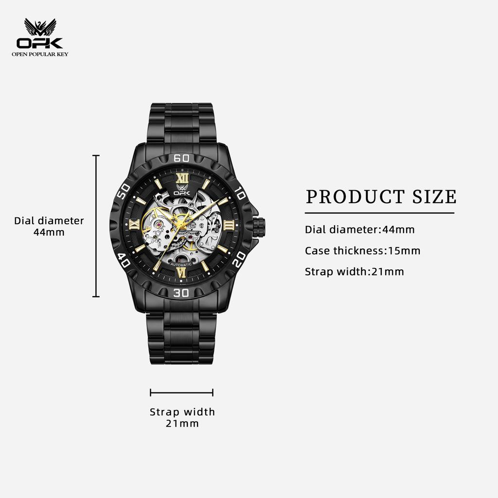 OPK Brand New Automatic Mechanical Men's Watch with Skeleton Dial and Luminescent Waterproof Design 8199