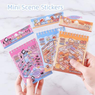 Decorative 3D Landscape Sticker Book Cartoon DIY Cabin Scene Sticker Miniature Scene Collage  Toy