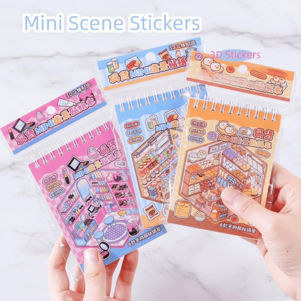 Decorative 3D Landscape Sticker Book Cartoon DIY Cabin Scene Sticker Miniature Scene Collage  Toy