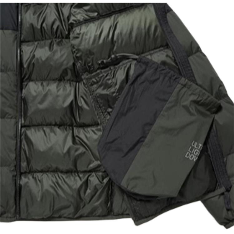 UNIQLO Spliced Stand Collar Zipper Loose Down Jacket Men outerwear Olive 463243-56