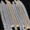 Hip Hop Jewelry 10/12/14/15/20mm CZ Cuban Link Necklace For Men Miami Bling Iced Out Prong Cuban Link Chain Party Gift