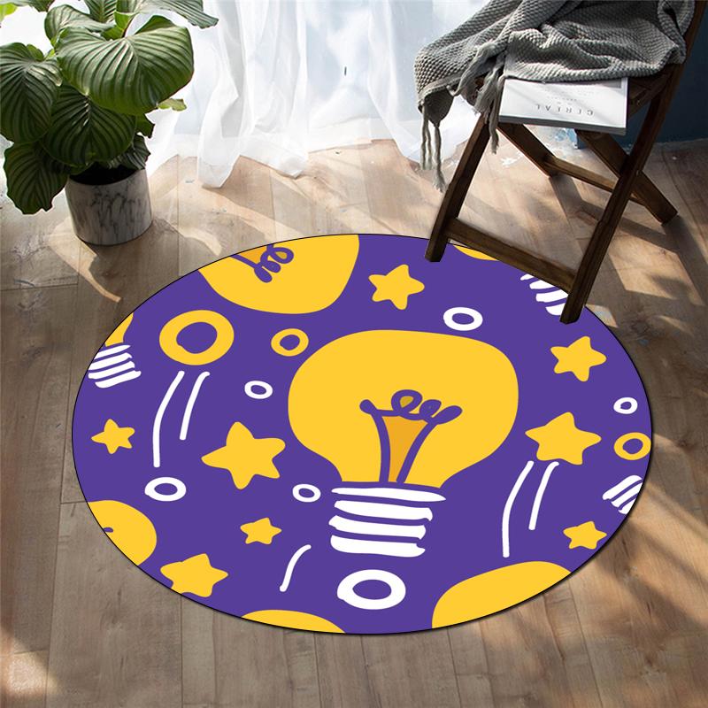 Cartoon-Druck Heimdekoration runder Teppich Wohnzimmermatte Kinderboden runder Teppich Yogamatte Schlafzimmer Gaming-Stuhlmatte
