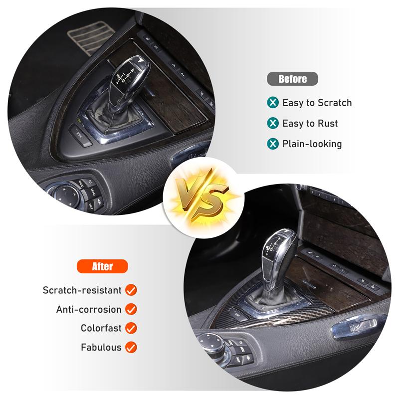 Für BMW 6er Reihe E63 E64 2007-2009 ABS Kohlefaser Auto Mittelkonsole Schalthebel Panel Dekorativer Rahmen Aufkleber Auto Zubehör