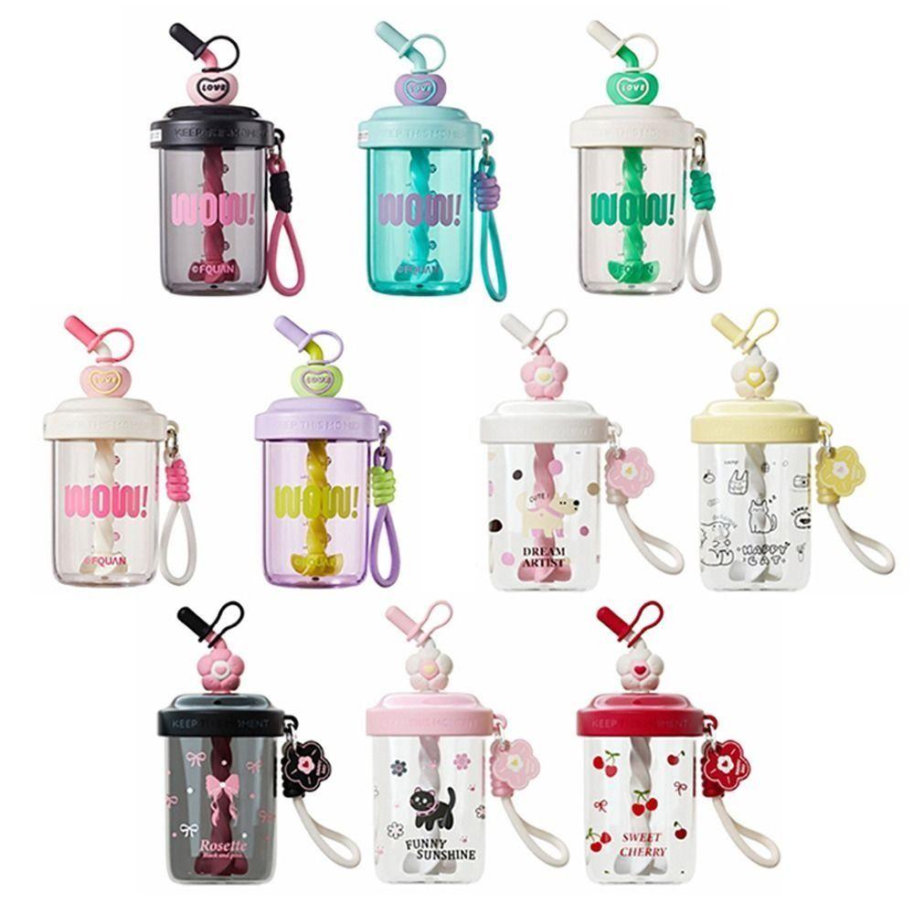 580ML/520ML Water Bottles With Straw Straw Dust Cap Drinking Cup High-capacity Leak-proof Cocktail Blend Shaker Cups