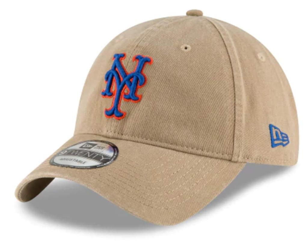 New Era New York Mets Core Classic Khaki 9TWENTY Adjustable One Size Hat OSFM, Khaki,
