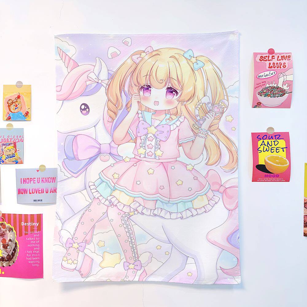 Popular Cute Anime Girl Galgame Print Tapestry Wall Art Aesthetic Room Decoration