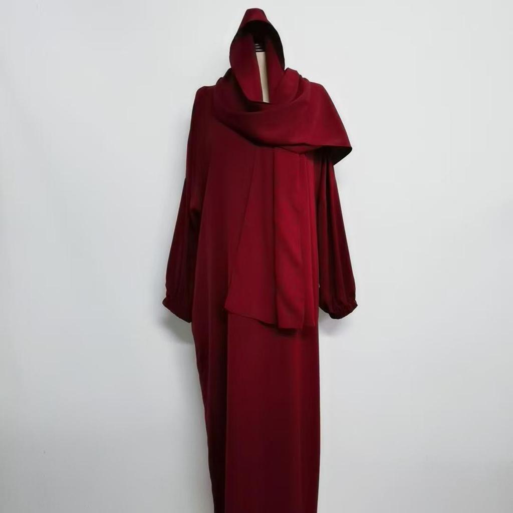 Yiduo Duo New Middle East Hijab Long Robe - Solid Color Simple Dress 21499