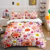 Colorful Floral And Heart Pattern Print Soft Comfortable Duvet Cover Bedding Set Included 1*Duvet Cover  2*Pillowcases