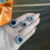 Hot Pop Simulation Jewelry High Jewelry Blue Stud Earrings Necklace Three-Piece Set