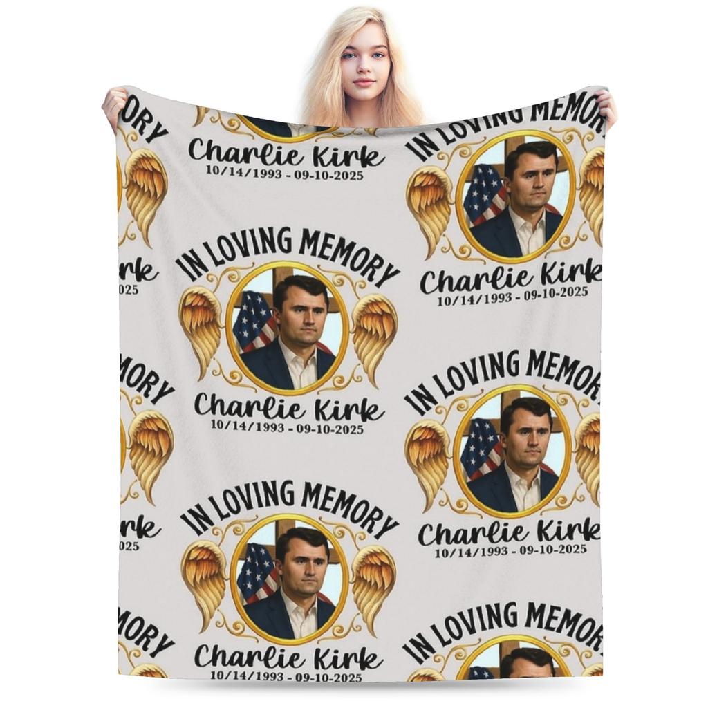 Warm Blanket Children Camping Charlie Kirk in memory patriot freedom USA Throw Blanket Bedspread For Outdoor Sofa Bed Cover