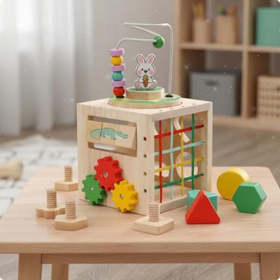 Bead Maze Cube Toy Large AntiSwallow Pieces Wooden Activity Smooth Edges Multifunctional