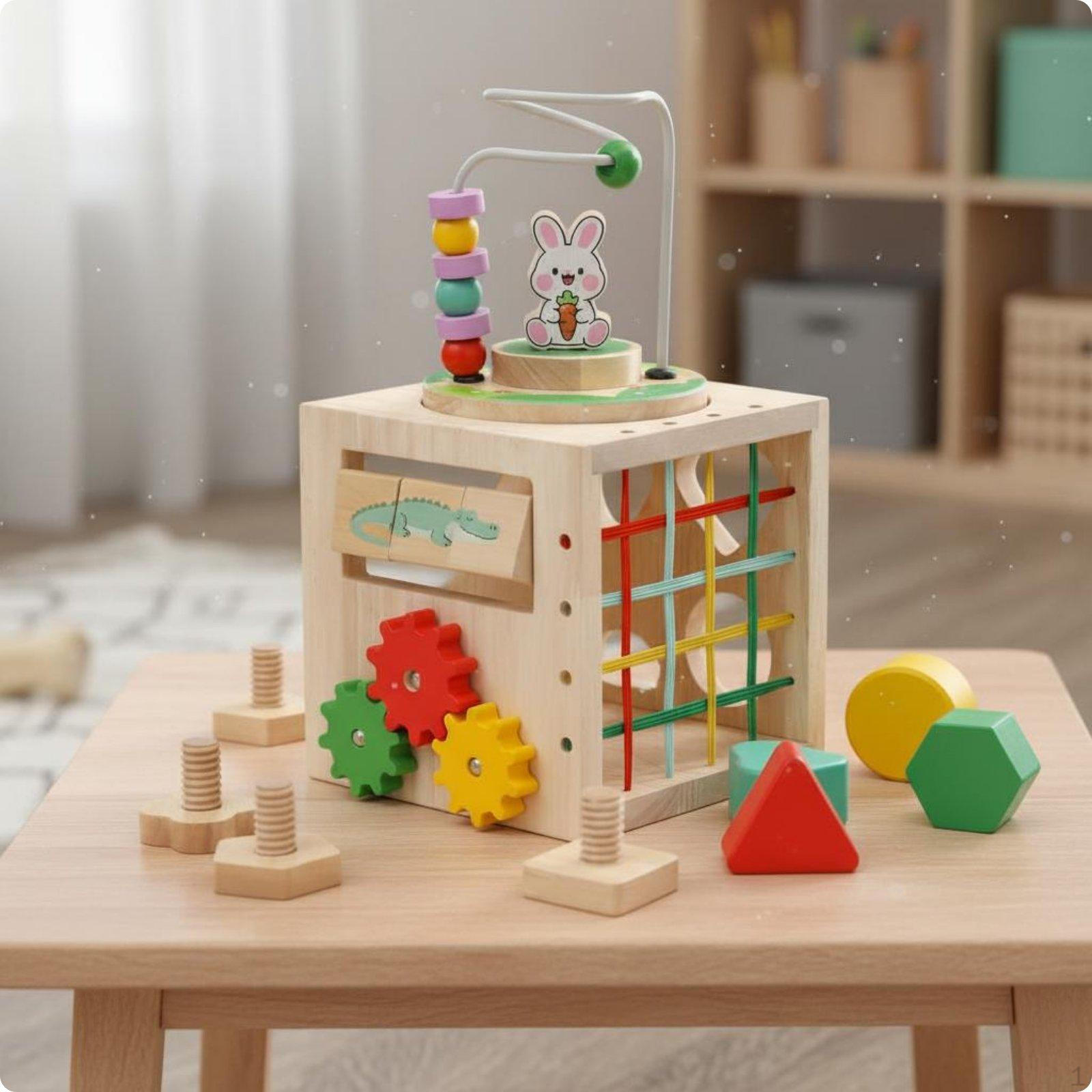 Bead Maze Cube Toy Large AntiSwallow Pieces Wooden Activity Smooth Edges Multifunctional