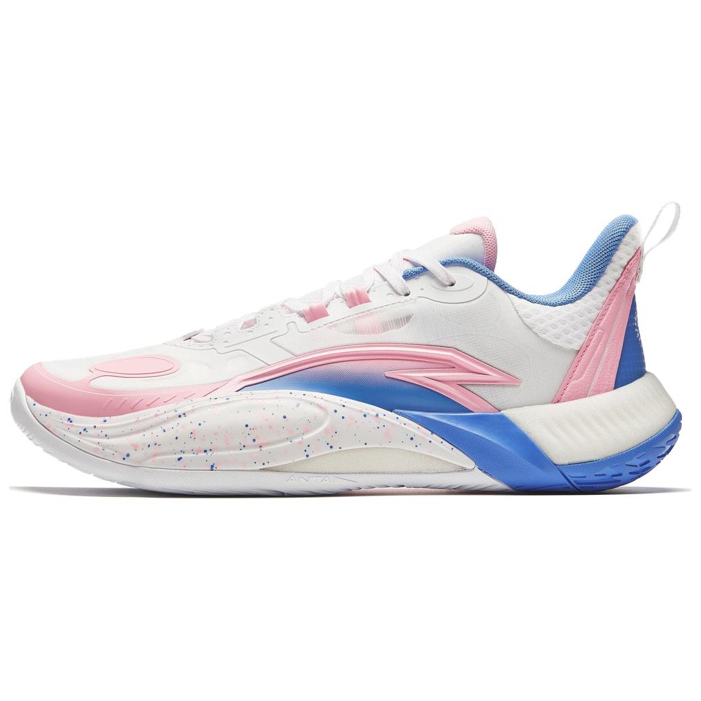 Anta Bubble Bounce 2 Bubble Gum Shock Absorbing Durable Low Top Basketball Shoes Men sneaker White Pink Blue 912421608Q-3