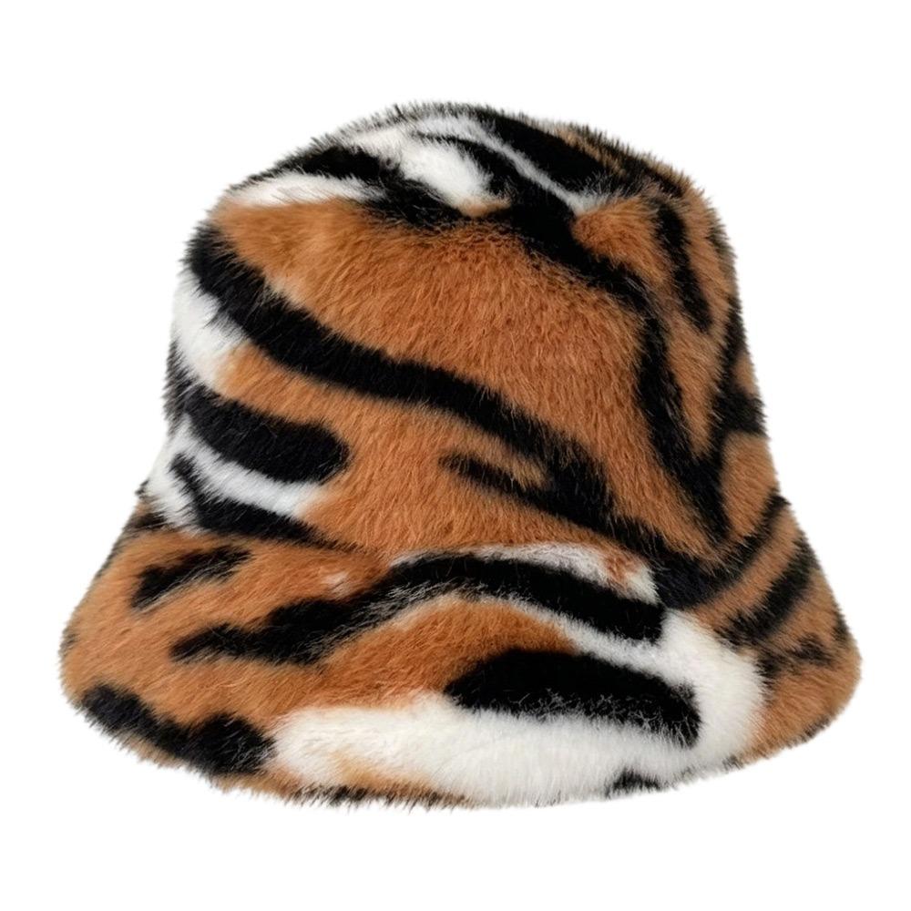 Small Tiger Pattern Face Show Fisherman s Hat Casual Student Warm Bucket Cap  for Daily Wear 1