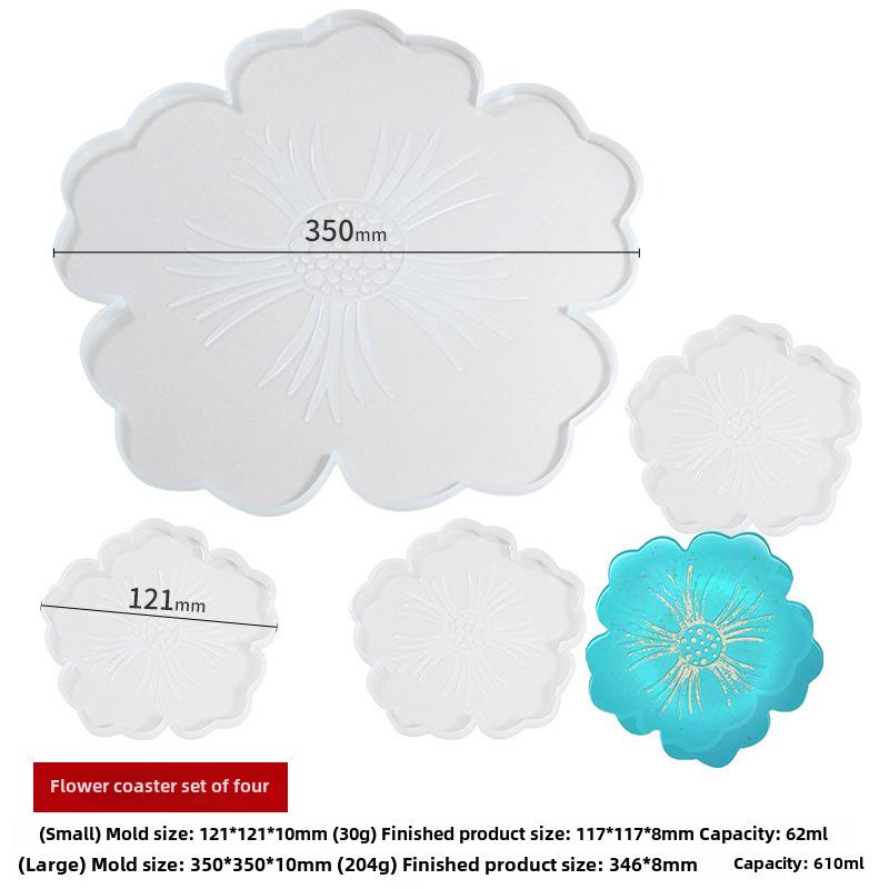

Набор силиконовых форм для подносов Cross-border Petal Coaster Tray - DIY Crystal Drip Form для настольных аксессуаров