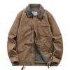 Men's Winter Fleece-Lined Lapel Military Jacket - Loose Fit Lambswool Coat