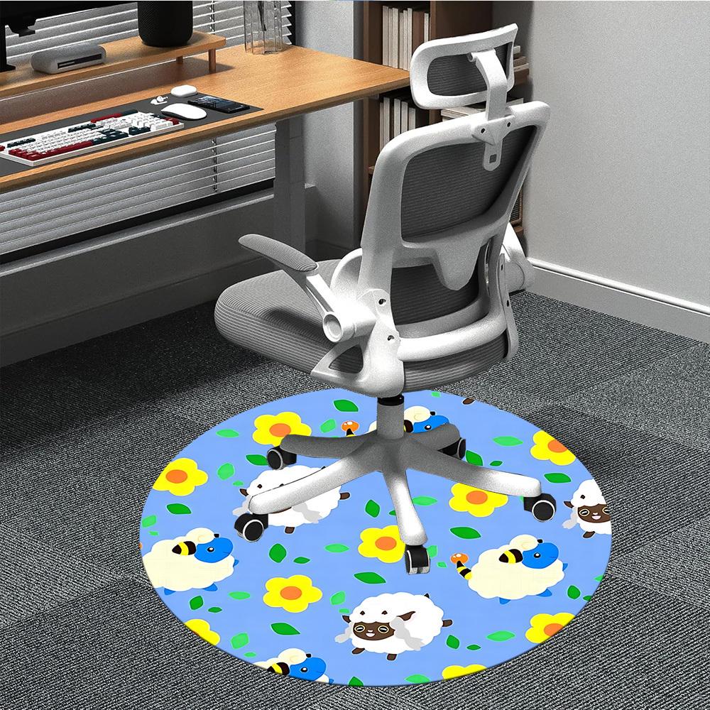 

1pc Sheep Flowers Pattern Chair Carpet for Office, Soft Flannel Throw Mat, Perfect for Office, Holiday Party Decoration Choice yy260209025 80cm by 80cm
