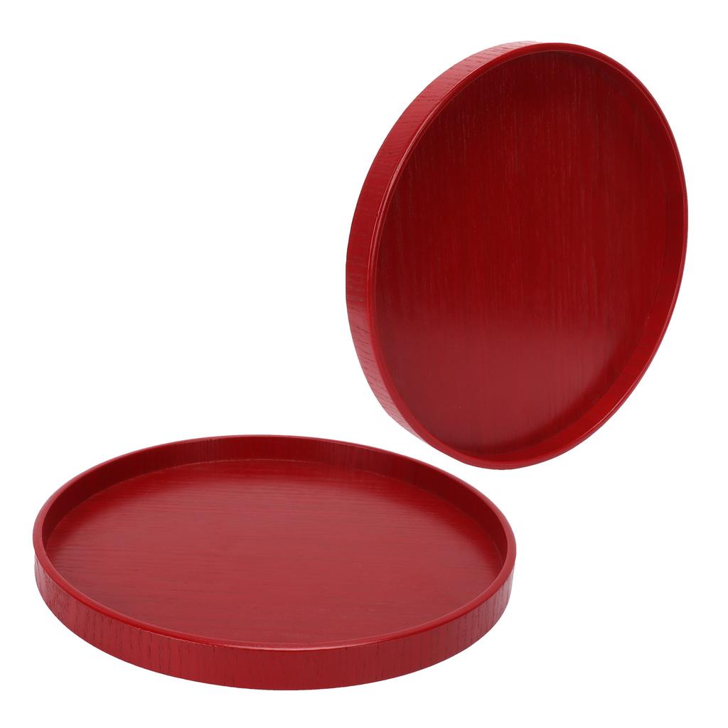 Assiette Ronde en Bois Rouge de Qualité Alimentaire Plateau à Couverts pour Fruits pour Cuisine Maison Restaurant 24cm