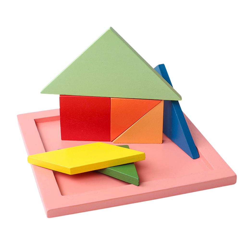 Buy Colorful Kids Wooden Tangram Puzzle Intelligence Jigsaw Brain ...